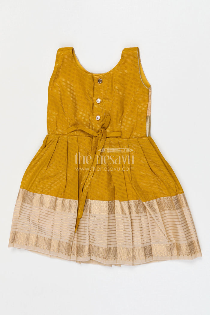 The Nesavu Girls Kanchi Silk Frock Girls Bridal Silk Frock for Wedding Ceremonies Nesavu Nesavu Girls Bridal Kanchivaram Silk Frock For Weddings Receptions And Festive Celebrations