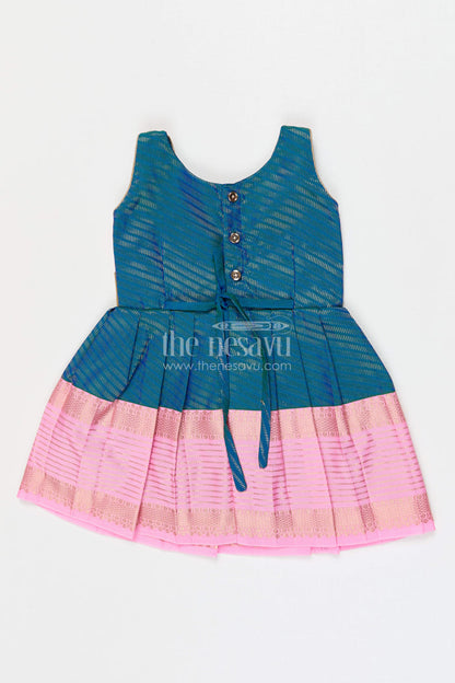 The Nesavu Girls Kanchi Silk Frock Girls Bridesmaid Silk Frock for Wedding Celebrations Nesavu Nesavu Girls Bridesmaid Kanchivaram Silk Frock For Weddings Receptions And Festive Functions