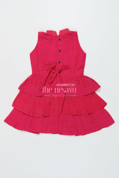 The Nesavu Girls Chanderi Frock Girls Chanderi Frock for Birthdays and Ethnic Celebrations Nesavu Nesavu girls pink chanderi frock birthday celebrations traditional functions