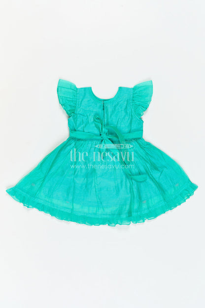 The Nesavu Girls Chanderi Frock Girls Chanderi Frock for Birthdays and Festive Celebrations Nesavu Nesavu Girls Chanderi Cotton Frock With Thread Embroidery For Birthdays And Festive Occasions