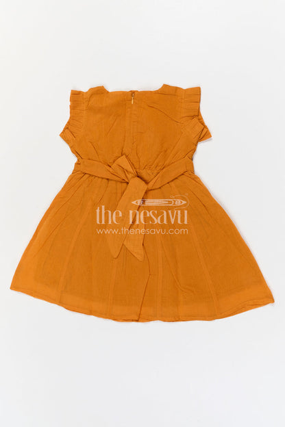 The Nesavu Girls Chanderi Frock Girls Chanderi Frock for Festive Gatherings and Traditional Celebrations Nesavu Nesavu Girls Chanderi Cotton Embroidered Frock For Festive Gatherings And Traditional Events