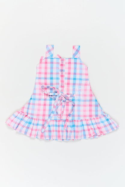 The Nesavu Girls Cotton Frock Girls Checked Frock for Vacations and Casual Celebrations Nesavu Nesavu Girls Checked Cotton Frock For Vacations And Playful Family Outings