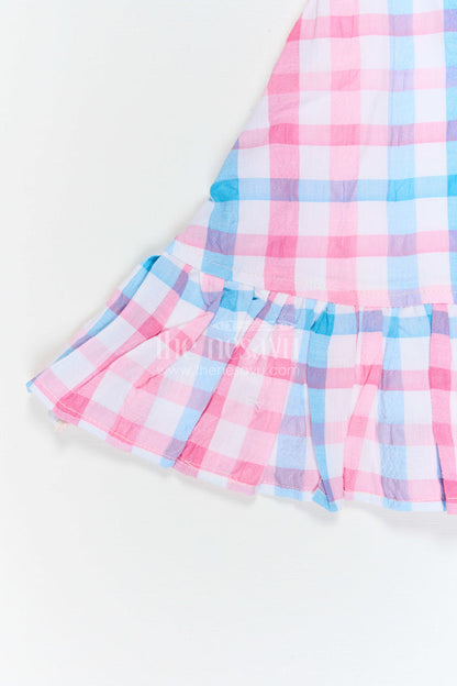 The Nesavu Girls Cotton Frock Girls Checked Frock for Vacations and Casual Celebrations Nesavu Nesavu Girls Checked Cotton Frock For Vacations And Playful Family Outings