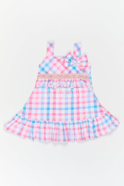 The Nesavu Girls Cotton Frock Girls Checked Frock for Vacations and Casual Celebrations Nesavu Nesavu Girls Checked Cotton Frock For Vacations And Playful Family Outings