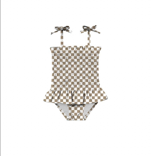 Girls Checkered Board Smocked One Piece
