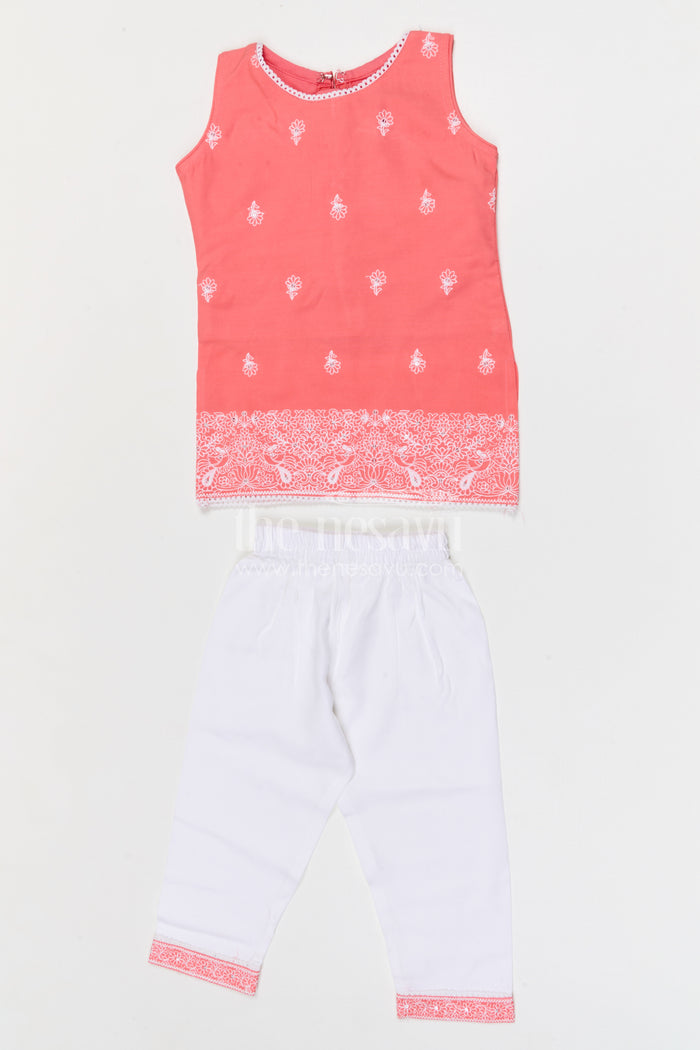 The Nesavu Girls Churidar Sets Girls Churidar Set for Festivals and Traditional Celebrations Nesavu 18 (2Y) / Peach / Cotton GPS990B-18 Nesavu girls cotton churidar set for festivals and traditional celebrations with embroidered kurti