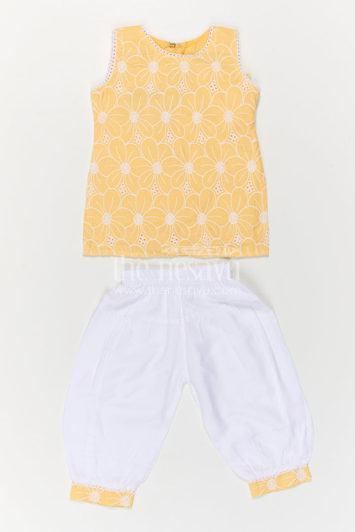 The Nesavu Girls Churidar Sets Girls Churidar Set for Festive Wear and Traditional Occasions Nesavu Nesavu Girls Churidar Set Cotton With Thread Embroidery For Festive And Traditional Wear