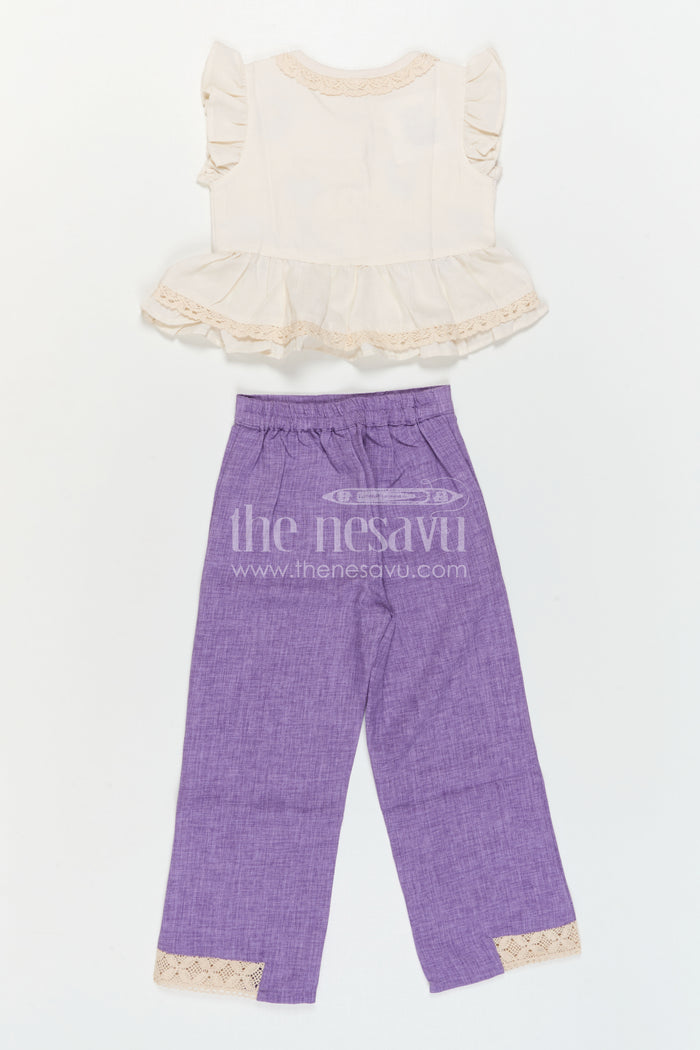 The Nesavu Girls Co-Ord Sets Girls Co Ord Outfit for Festive Occasions and Casual Wear Nesavu Nesavu Girls Cotton Blend Co Ord Outfit With Thread Embroidery For Festive Occasions And Daily Wear