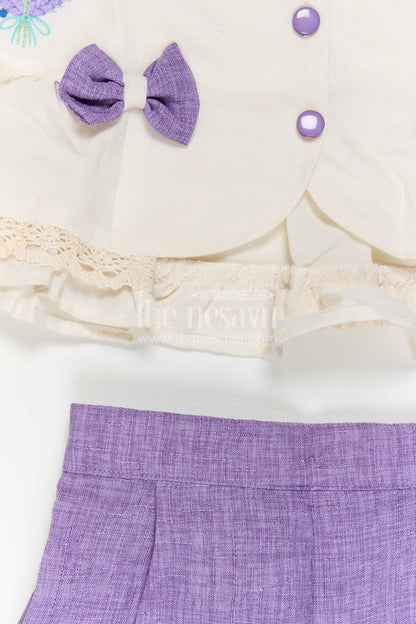 The Nesavu Girls Co-Ord Sets Girls Co Ord Outfit for Festive Occasions and Casual Wear Nesavu Nesavu Girls Cotton Blend Co Ord Outfit With Thread Embroidery For Festive Occasions And Daily Wear