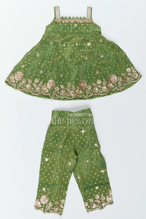 The Nesavu Girls Co-Ord Sets Girls Co Ord Set for Cultural Events and Festive Family Gatherings Nesavu 18 (2Y) / Green / Viscose GPS1128A-18 Nesavu Girls Viscose Co Ord Set For Cultural Events Festive Gatherings Birthdays And Family Functions