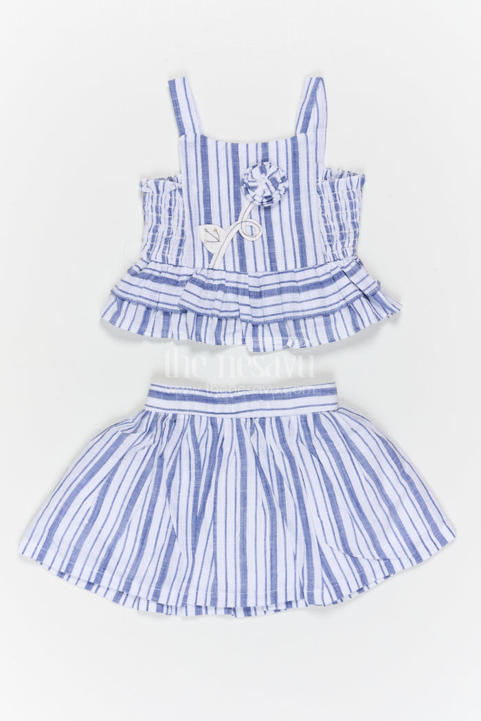The Nesavu Girls Co-Ord Sets Girls Co Ord Set for Daily Wear and Casual Outings Nesavu Nesavu Girls Co Ord Set Cotton Striped Design For Daily Wear Sleeveless Casual Outfit