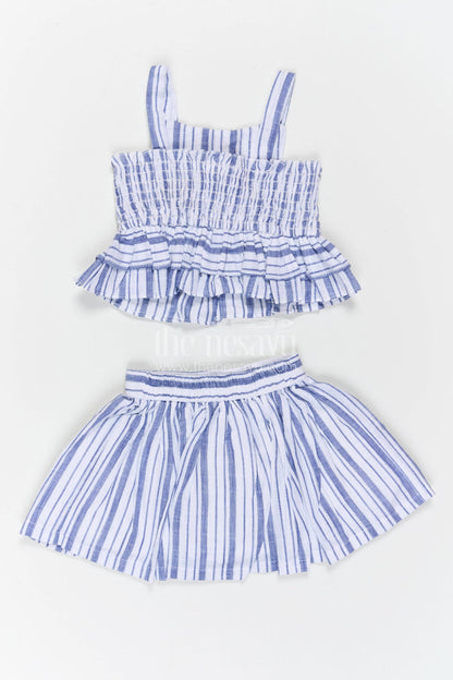 The Nesavu Girls Co-Ord Sets Girls Co Ord Set for Daily Wear and Casual Outings Nesavu Nesavu Girls Co Ord Set Cotton Striped Design For Daily Wear Sleeveless Casual Outfit