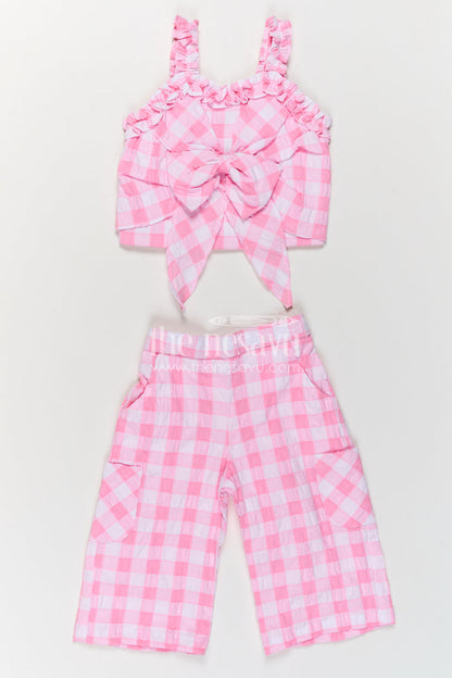 The Nesavu Girls Co-Ord Sets Girls Co Ord Set for Daily Wear and Playtime Comfort Nesavu 16 (1Y) / Pink / Rayon GCS038B-16 Nesavu girls co ord set for daily wear with rayon cotton stripe design lightweight comfortable kids outfit