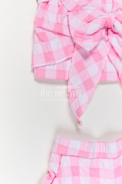The Nesavu Girls Co-Ord Sets Girls Co Ord Set for Daily Wear and Playtime Comfort Nesavu Nesavu girls co ord set for daily wear with rayon cotton stripe design lightweight comfortable kids outfit