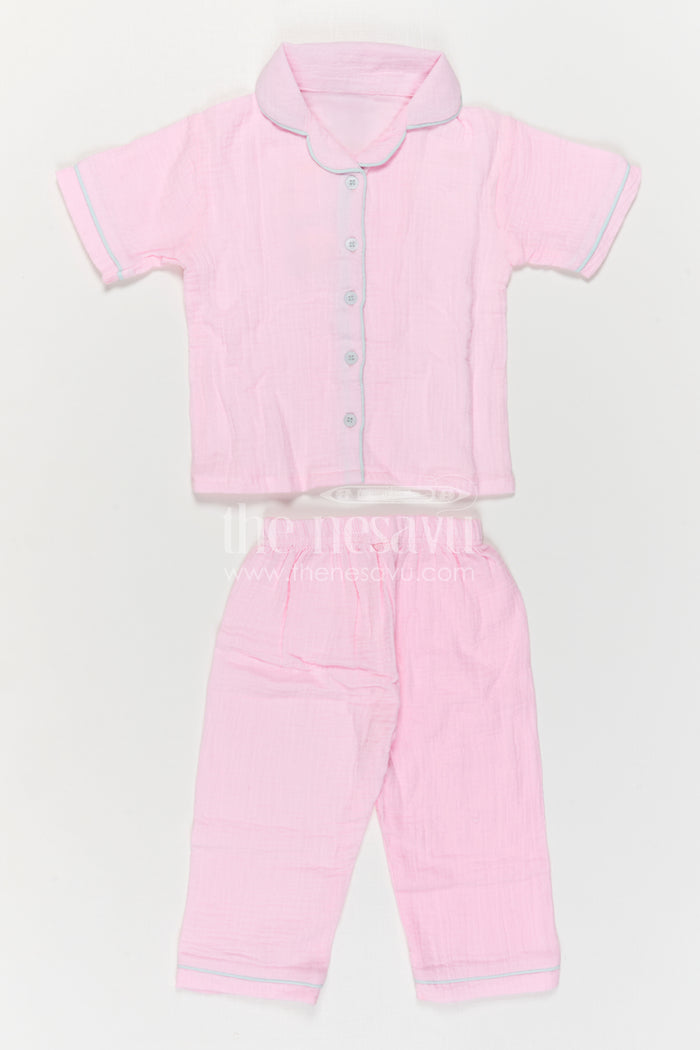 The Nesavu Girls Co-Ord Sets Girls Co Ord Set for Daily Wear and Playtime Nesavu Nesavu Girls Muslin Cotton Co Ord Set With Pants For Daily Wear Breathable Casual Outfit