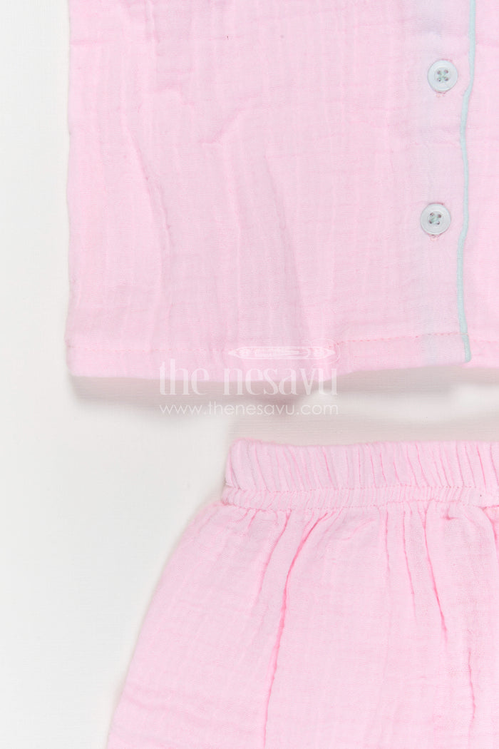 The Nesavu Girls Co-Ord Sets Girls Co Ord Set for Daily Wear and Playtime Nesavu Nesavu Girls Muslin Cotton Co Ord Set With Pants For Daily Wear Breathable Casual Outfit