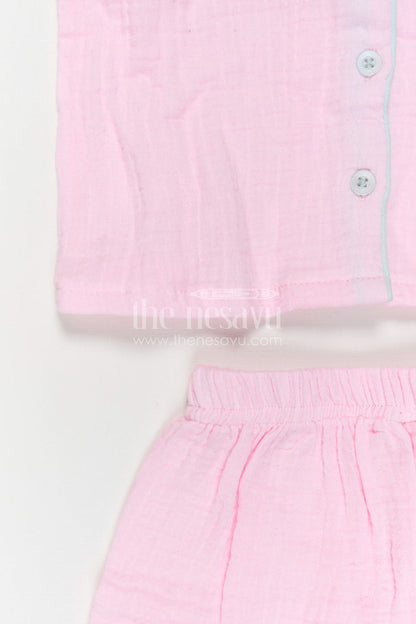 The Nesavu Girls Co-Ord Sets Girls Co Ord Set for Daily Wear and Playtime Nesavu Nesavu Girls Muslin Cotton Co Ord Set With Pants For Daily Wear Breathable Casual Outfit