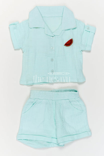 The Nesavu Girls Co-Ord Sets Girls Co Ord Set for Daily Wear and Summer Outings Nesavu Nesavu Girls Muslin Cotton Co Ord Set For Daily Wear Breathable Summer Outfit For Kids