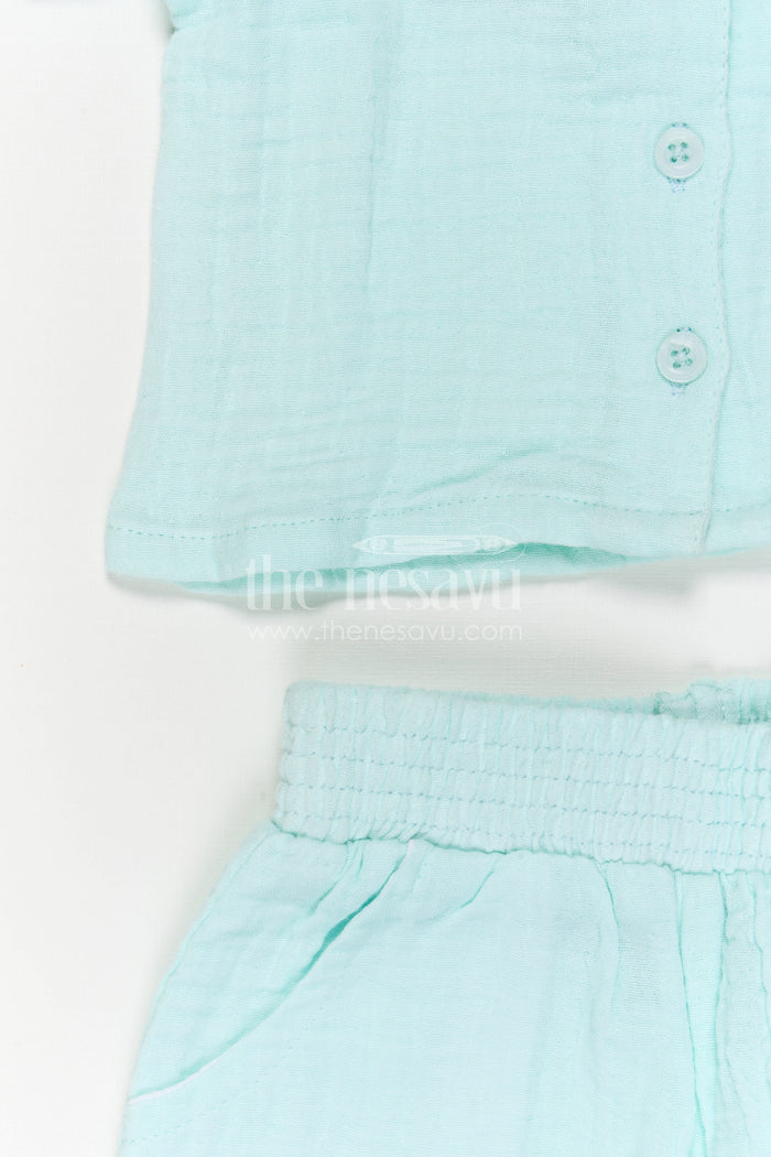 The Nesavu Girls Co-Ord Sets Girls Co Ord Set for Daily Wear and Summer Outings Nesavu Nesavu Girls Muslin Cotton Co Ord Set For Daily Wear Breathable Summer Outfit For Kids