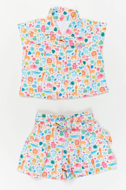 The Nesavu Girls Casual Set Girls Co Ord Set for Playdates and Fun Summer Outings Nesavu Nesavu Girls Cotton Co Ord Set For Playdates And Summer Outings With Animal Digital Print Casual Wear