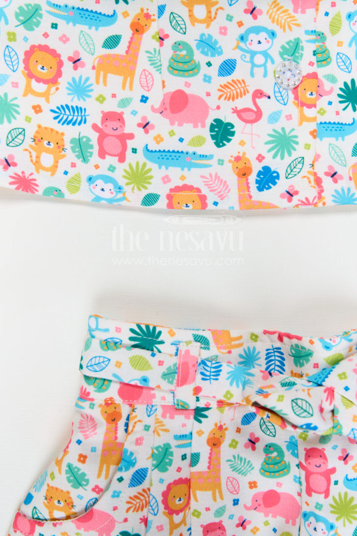 The Nesavu Girls Casual Set Girls Co Ord Set for Playdates and Fun Summer Outings Nesavu Nesavu Girls Cotton Co Ord Set For Playdates And Summer Outings With Animal Digital Print Casual Wear
