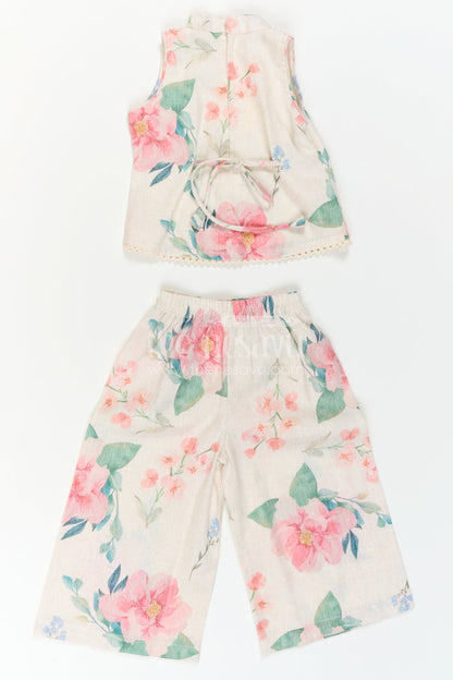 The Nesavu Girls Co-Ord Sets Girls Co Ord Set for Summer Outings and Daily Wear Comfort Nesavu Nesavu Girls Cotton Co Ord Set For Summer Outings And Daily Wear With Digital Print Comfortable Outfit