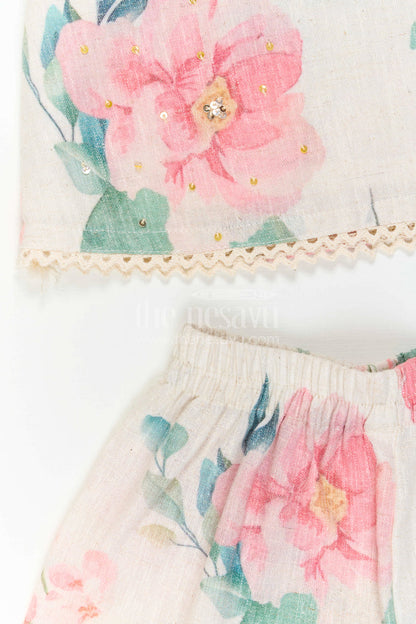 The Nesavu Girls Co-Ord Sets Girls Co Ord Set for Summer Outings and Daily Wear Comfort Nesavu Nesavu Girls Cotton Co Ord Set For Summer Outings And Daily Wear With Digital Print Comfortable Outfit