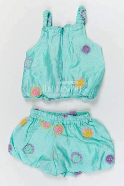 The Nesavu Girls Co-Ord Sets Girls Co Ord Set for Summer Outings and Playful Day Events Nesavu Nesavu girls cotton blend embroidered co ord set for summer outings and casual wear