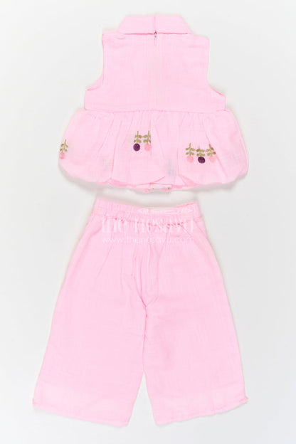 The Nesavu Girls Co-Ord Sets Girls Co Ord Sets for Casual Outings and Daily Wear Nesavu Nesavu Girls Co Ord Set For Casual Wear Blend Cotton With Thread Embroidery Matching Outfit