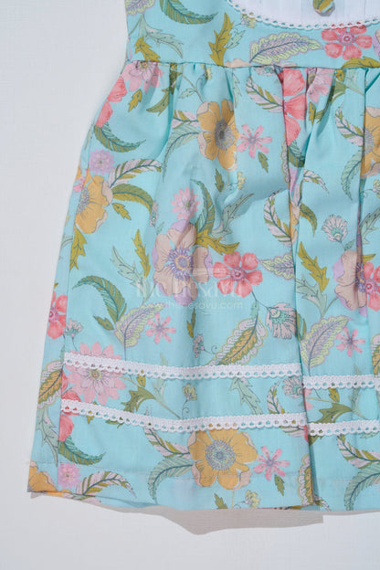 The Nesavu Girls Cotton Frock Girls Cotton Blend Casual Dresses with Floral Prints and Peter Pan Collar for Everyday Comfort Nesavu Girls Cotton Blend Casual Dress Floral Prints Peter Pan Collar Everyday Wear | The Nesavu