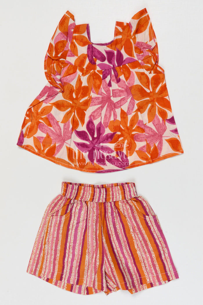 The Nesavu Girls Co-Ord Sets Girls Cotton Co Ord Set for Festive Outings and Summer Wear Nesavu 16 (1Y) / Multicolor / Cotton GCS013A-16 Nesavu Girls Cotton Co Ord Set With Digital Print For Festive Outings Summer Wear And Casual Celebrations