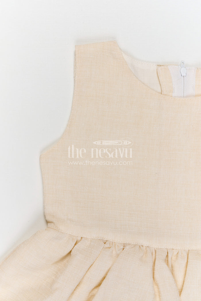 The Nesavu Girls Cotton Frock Girls Cotton Embroidered Frock for Casual Outings and Summer Wear Nesavu Nesavu girls cotton embroidered frock in peach for summer casual wear
