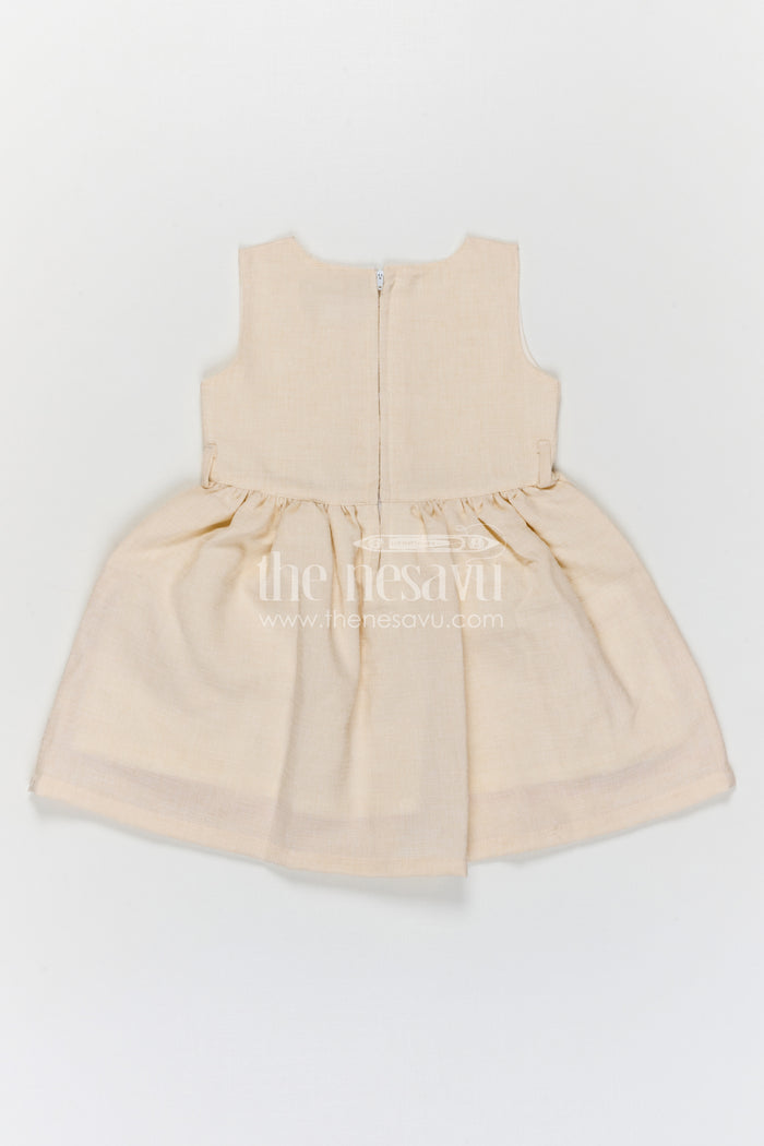 The Nesavu Girls Cotton Frock Girls Cotton Embroidered Frock for Casual Outings and Summer Wear Nesavu Nesavu girls cotton embroidered frock in peach for summer casual wear