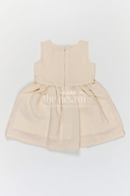 The Nesavu Girls Cotton Frock Girls Cotton Embroidered Frock for Casual Outings and Summer Wear Nesavu Nesavu girls cotton embroidered frock in peach for summer casual wear