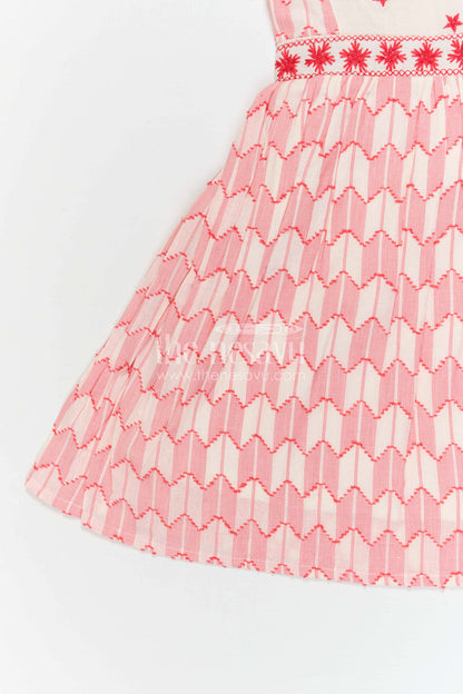 The Nesavu Girls Cotton Frock Girls Cotton Embroidered Frock for Festive Playdates and Family Gatherings Nesavu Nesavu Girls Cotton Embroidered Frock With Patterned Skirt For Festive Playdates