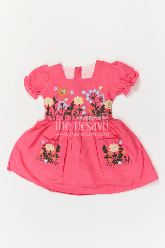 The Nesavu Girls Cotton Frock Girls Cotton Frock for Birthday Celebrations and Playful Outings Nesavu Nesavu Girls Cotton Embroidered Frock For Birthday Parties And Playful Summer Outings