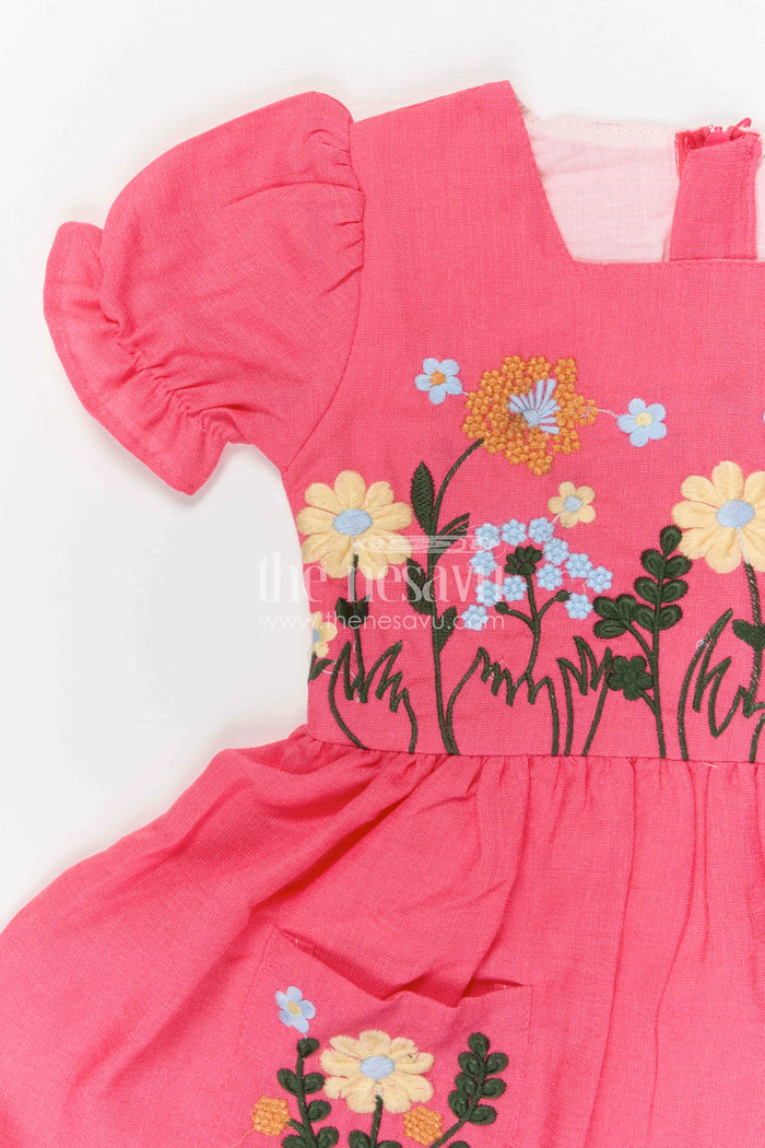 The Nesavu Girls Cotton Frock Girls Cotton Frock for Birthday Celebrations and Playful Outings Nesavu Nesavu Girls Cotton Embroidered Frock For Birthday Parties And Playful Summer Outings