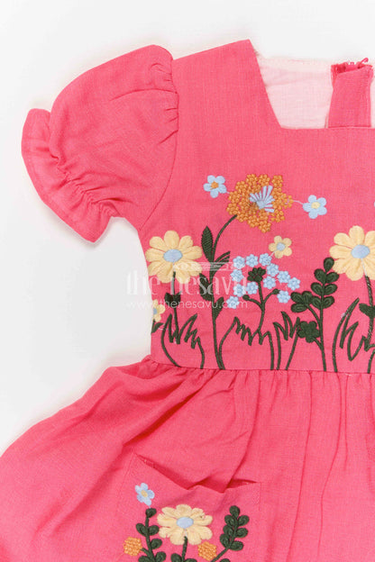 The Nesavu Girls Cotton Frock Girls Cotton Frock for Birthday Celebrations and Playful Outings Nesavu Nesavu Girls Cotton Embroidered Frock For Birthday Parties And Playful Summer Outings