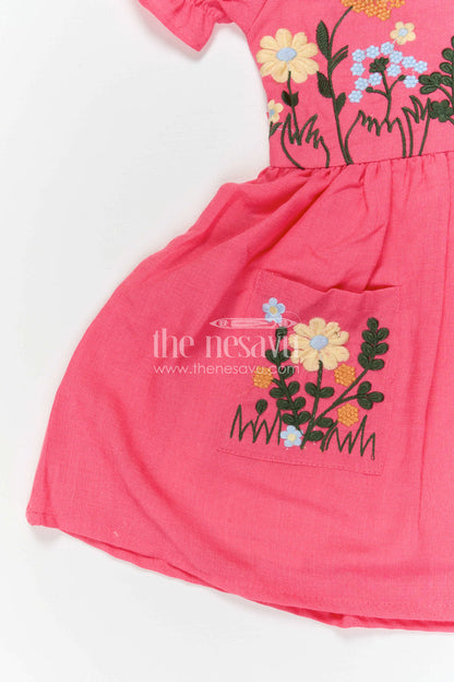 The Nesavu Girls Cotton Frock Girls Cotton Frock for Birthday Celebrations and Playful Outings Nesavu Nesavu Girls Cotton Embroidered Frock For Birthday Parties And Playful Summer Outings