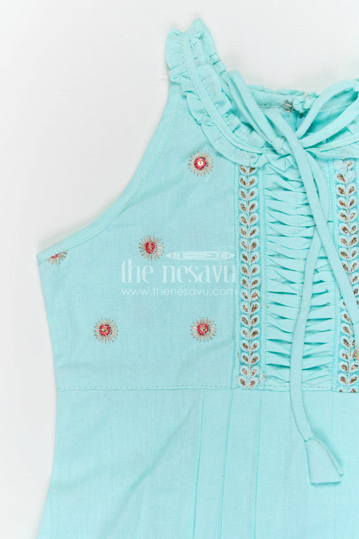 The Nesavu Girls Cotton Frock Girls Cotton Frock for Birthday Outings and Playful Twirl Moments Nesavu Nesavu Girls Cotton Embroidered Frock For Birthday Celebrations And Playful Twirl Moments