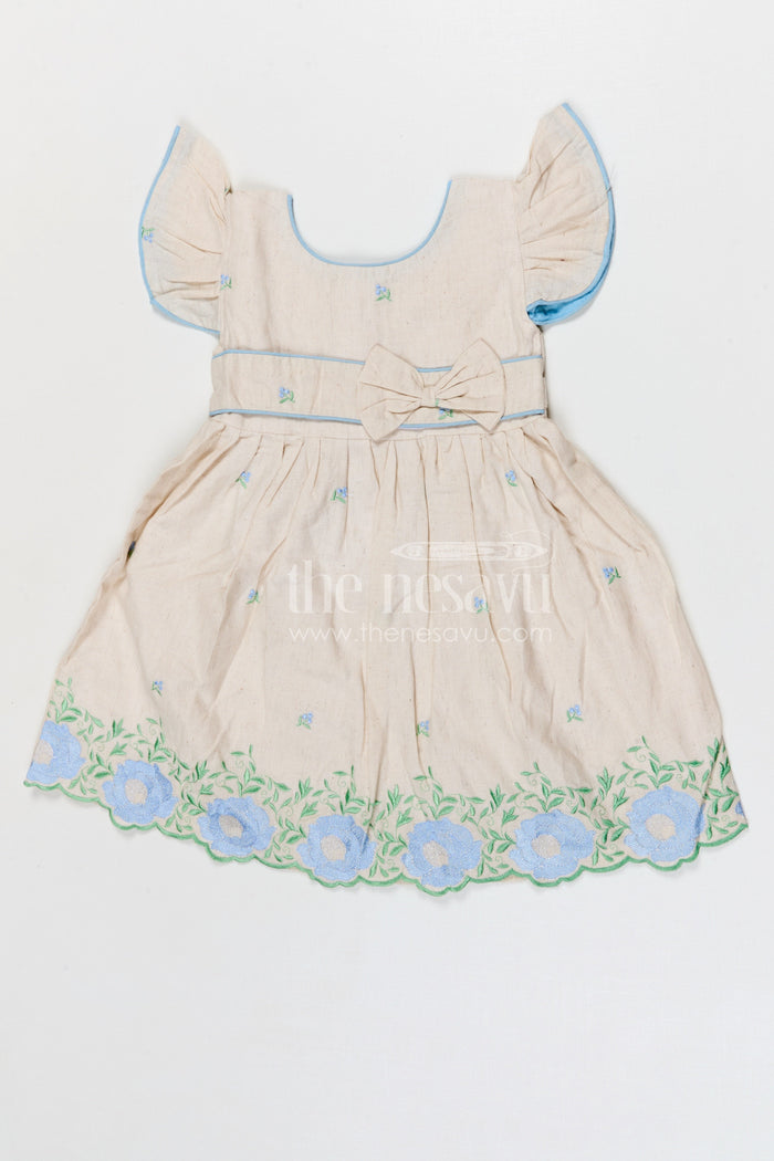 The Nesavu Girls Cotton Frock Girls Cotton Frock for Festive Occasions and Family Celebrations Nesavu 20 (3Y) / Multicolor / Cotton GFC2135A-20 Nesavu girls cotton embroidered frock for festive occasions family celebrations and birthday parties