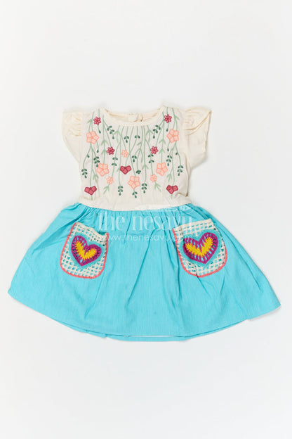 The Nesavu Girls Cotton Frock Girls Cotton Frock for Playful Outings and Casual Celebrations Nesavu Nesavu Girls Cotton Embroidered Frock With Floral Design For Playful Outings And Birthdays