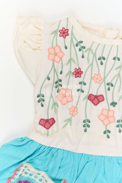 The Nesavu Girls Cotton Frock Girls Cotton Frock for Playful Outings and Casual Celebrations Nesavu Nesavu Girls Cotton Embroidered Frock With Floral Design For Playful Outings And Birthdays