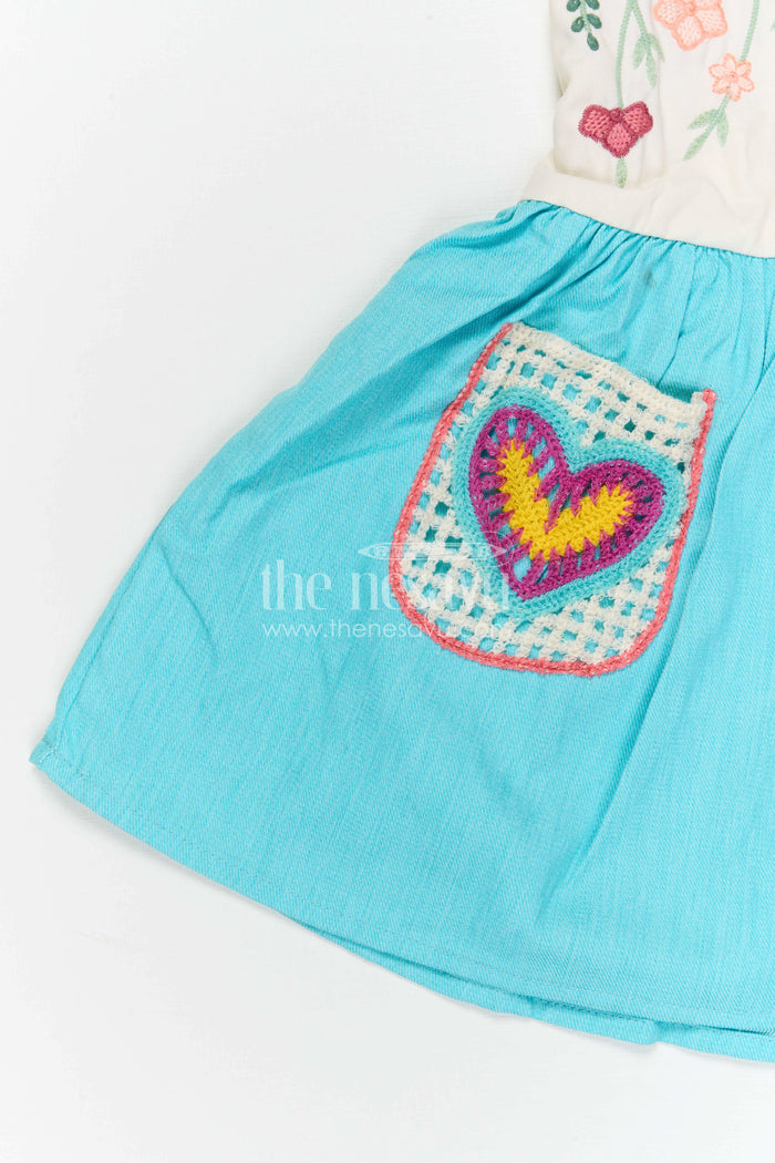 The Nesavu Girls Cotton Frock Girls Cotton Frock for Playful Outings and Casual Celebrations Nesavu Nesavu Girls Cotton Embroidered Frock With Floral Design For Playful Outings And Birthdays