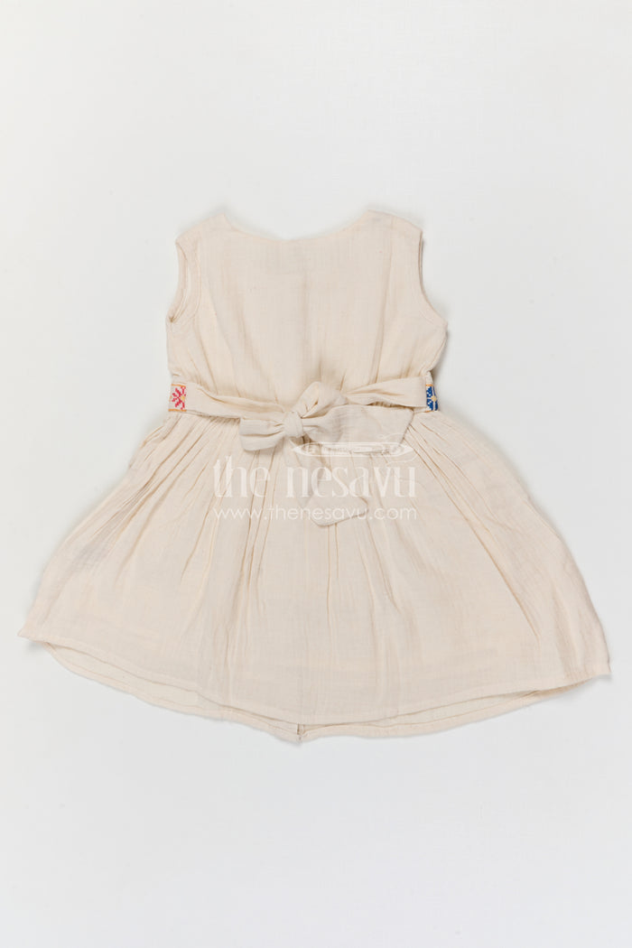 The Nesavu Girls Cotton Frock Girls Cotton Frock for Summer Outings and Everyday Comfort Nesavu Nesavu Girls Muslin Cotton Embroidered Frock For Summer Outings And Casual Wear