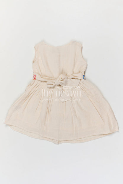 The Nesavu Girls Cotton Frock Girls Cotton Frock for Summer Outings and Everyday Comfort Nesavu Nesavu Girls Muslin Cotton Embroidered Frock For Summer Outings And Casual Wear