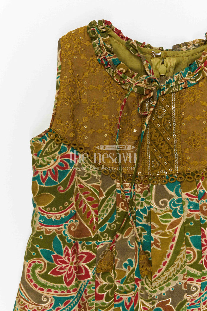 The Nesavu Girls Cotton Frock Girls Cotton Frock with Digital Print for Casual and Summer Wear Nesavu Nesavu girls cotton frock with digital print for summer casual wear