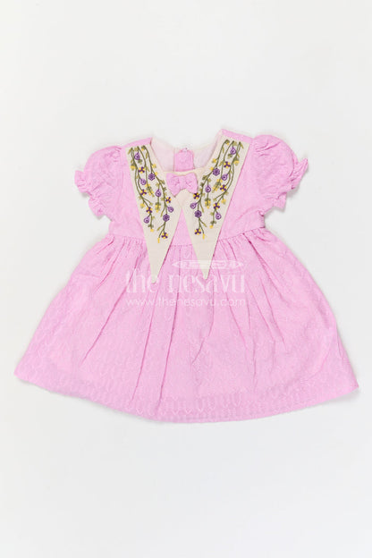 The Nesavu Girls Cotton Frock Girls Cotton Frock with Embroidered Yoke for Festive Gatherings and Celebrations Nesavu Nesavu Girls Cotton Embroidered Frock With Festive Yoke Design For Celebrations