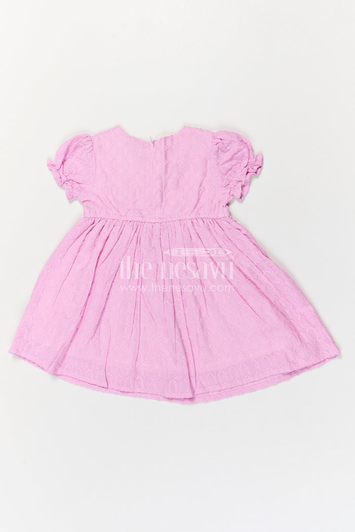 The Nesavu Girls Cotton Frock Girls Cotton Frock with Embroidered Yoke for Festive Gatherings and Celebrations Nesavu Nesavu Girls Cotton Embroidered Frock With Festive Yoke Design For Celebrations