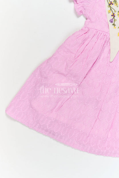 The Nesavu Girls Cotton Frock Girls Cotton Frock with Embroidered Yoke for Festive Gatherings and Celebrations Nesavu Nesavu Girls Cotton Embroidered Frock With Festive Yoke Design For Celebrations